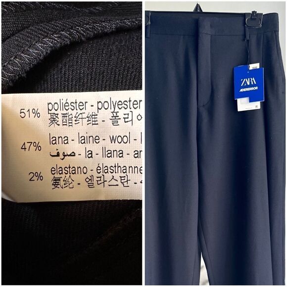 ZARA ADERERROR PLEATED PANTS NAVY BLUE NWT WOOL BLEND - Picture 5 of 5